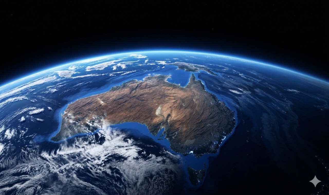 Cinematic satellite view of Australia
