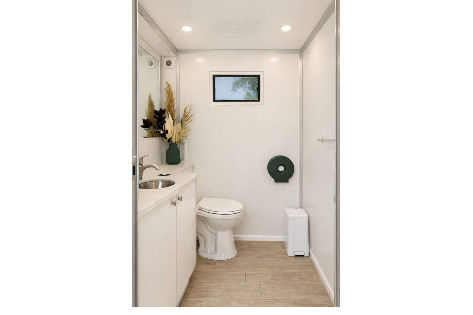 Interior of Snooty Tooty luxury portable restroom